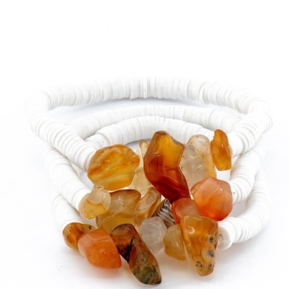 Natural Stone Heishi Bead Stretch Bracelet.